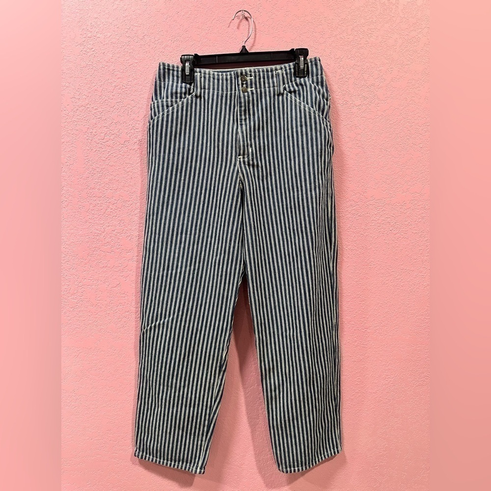 Liz Wear Blue/White Stripe High waisted Pants Size 14 NC0079